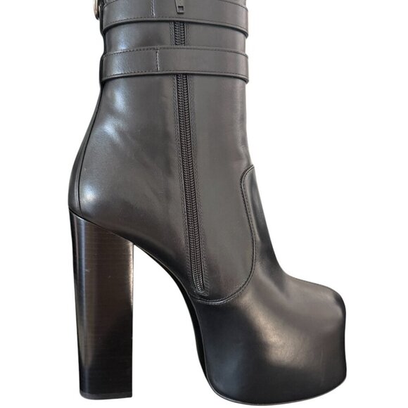 YSL Saint Laurent 687651 Women's Mina 95 Black Platform Leather Boots sz 40 - Picture 4 of 16